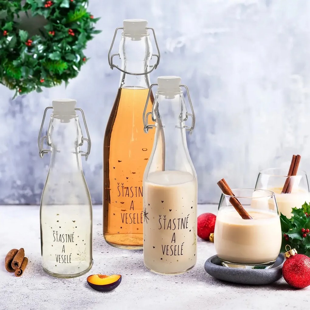Orion Fľaša s klip uzáverom Vločka červená 0,16 l, 160 ml