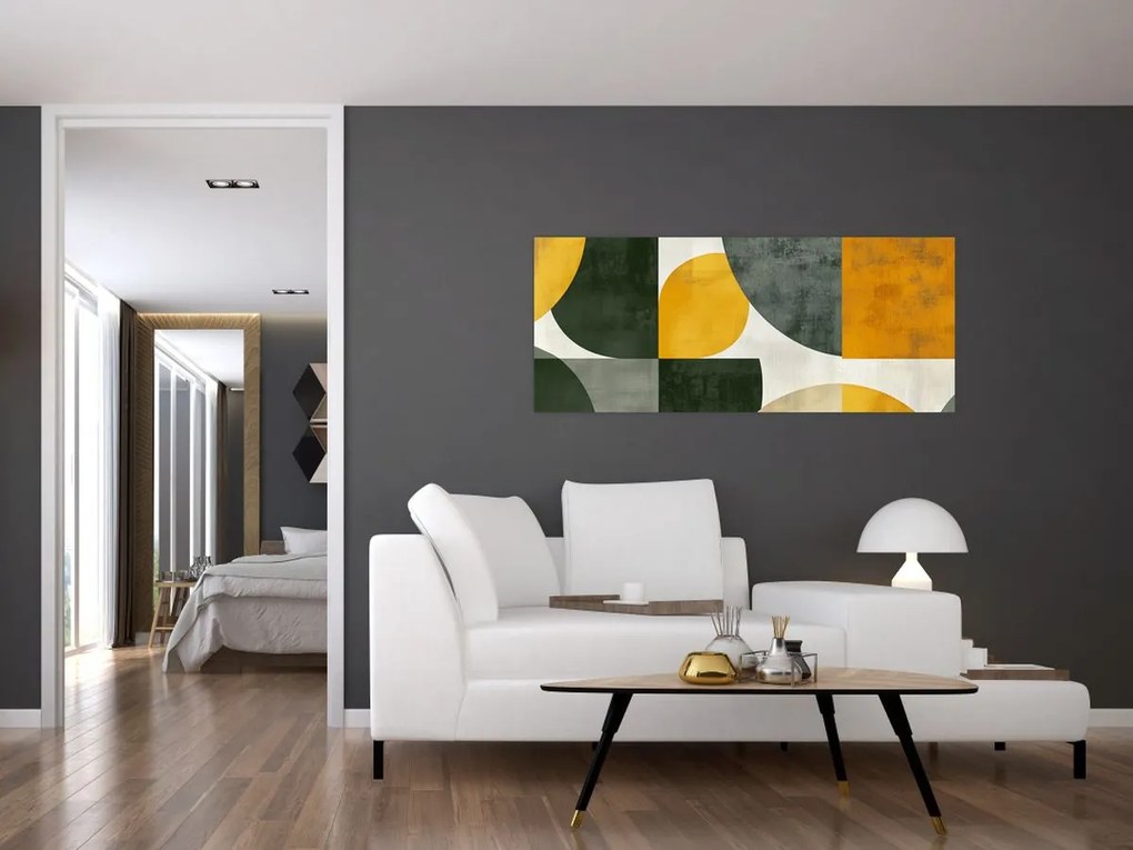 Obraz - Abstrakcia v olivovej farbe (120x50 cm)