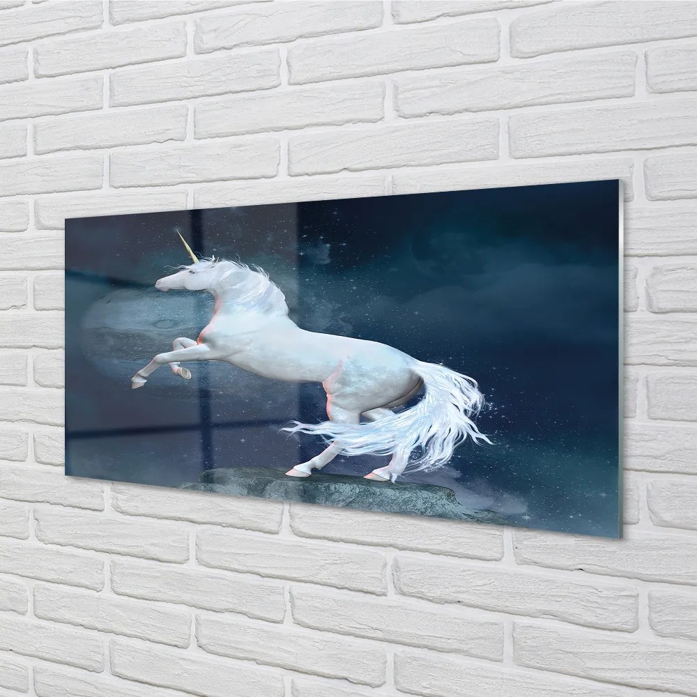 Obraz plexi Unicorn planét sky 100x50 cm