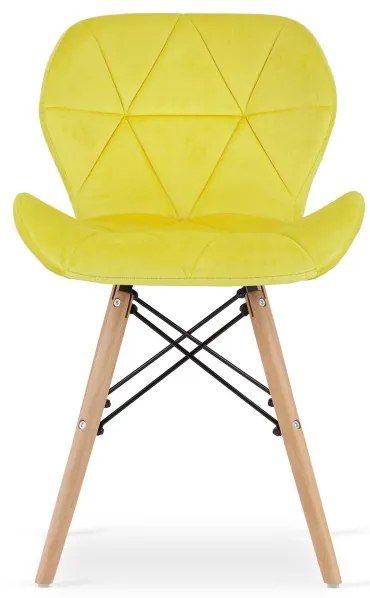 Set troch jedálenských stoličiek LAGO žltá (hnedé nohy) (3ks)