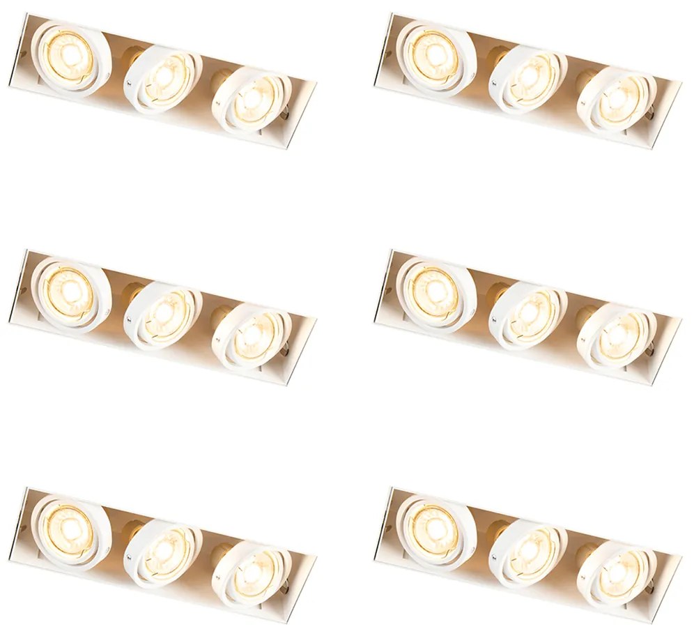 Sada 6 zapustených bodových svetiel biela nastaviteľná bezrámová 3-svetlá - Oneon