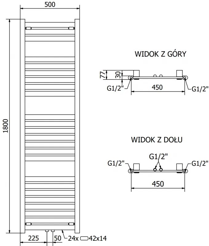 Mexen Uran, elektrické vykurovacie teleso 1800x500 mm + vykurovacia tyč 900 W, antracitová, W105-1800-500-2900-66
