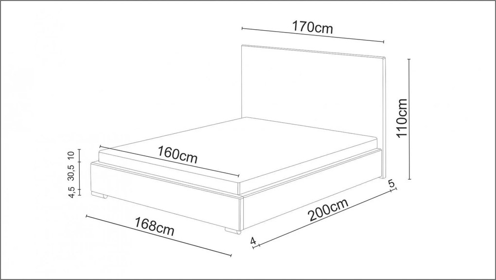 Manželská posteľ 160x200 FLEK 4 - čierna