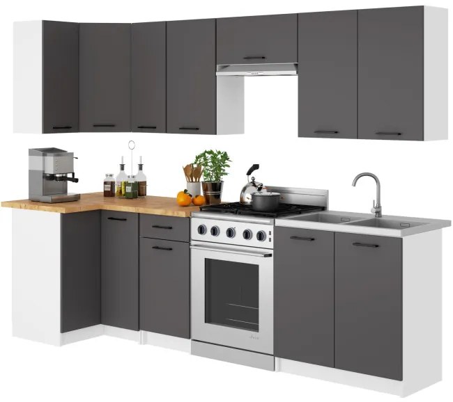 Spodná kuchynská skrinka s doskou OLIWIA S80 3SZ biela / grafitová / sivá