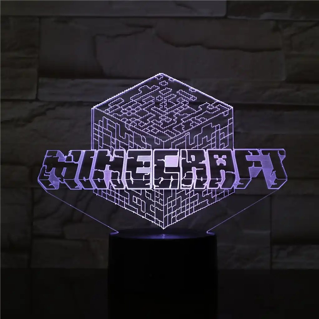 3Dmix 3DL-WD027 – 3D LED nočná lampa - Minecraft (Wood)