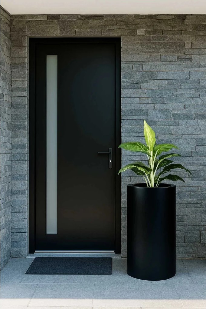 Okrúhly kvetináč ESTRA, výška 60 cm, čierny mat