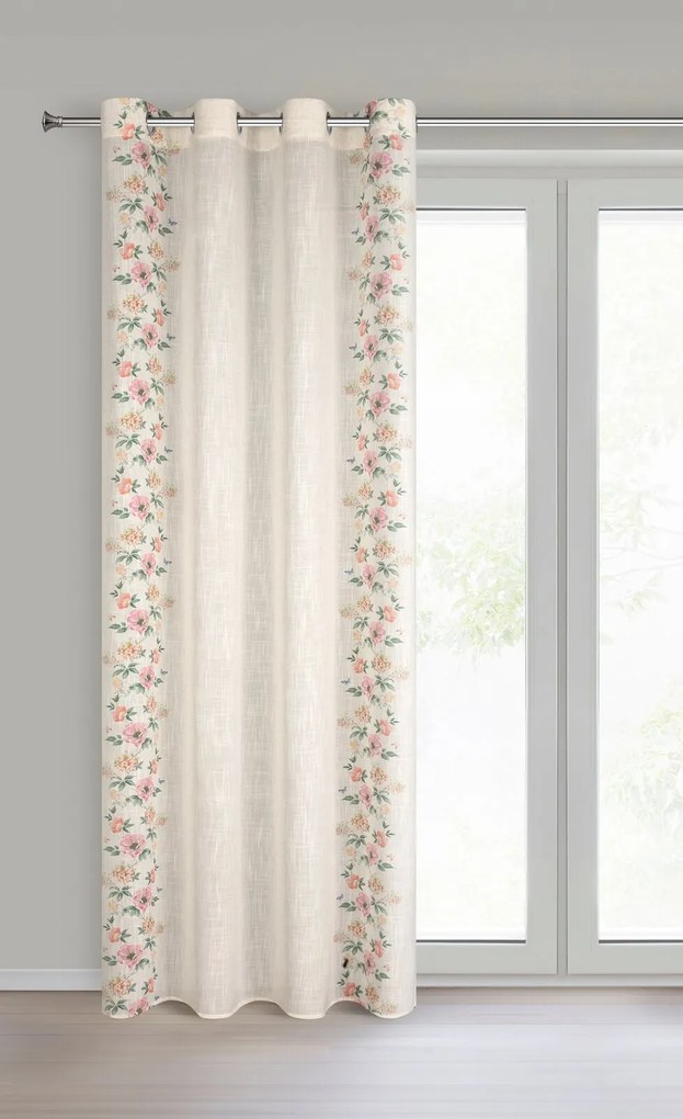 ZÁVES NA KRÚŽKOCH VANESA 140X250 CM KVETY