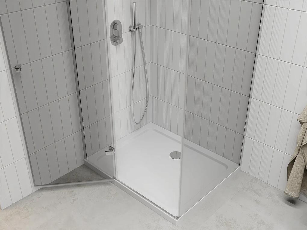 Mexen Roma, sprchovací kút 80 (dvere) x 90 (stena) cm, 6mm číre sklo, chrómový profil + slim sprchová vanička 5cm, 854-080-090-01-00-4010