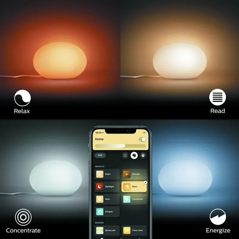 PHILIPS HUE Stolná LED múdra lampa HUE FLOURISH s funkciou RGB, 1xE27, 9,5 W, teplá biela-studená biela, biela