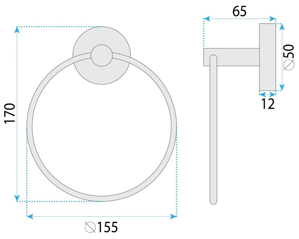 Rea Modern, prsteňový vešiak na uteráky, 6610, brúsená oceľ, REA-98011