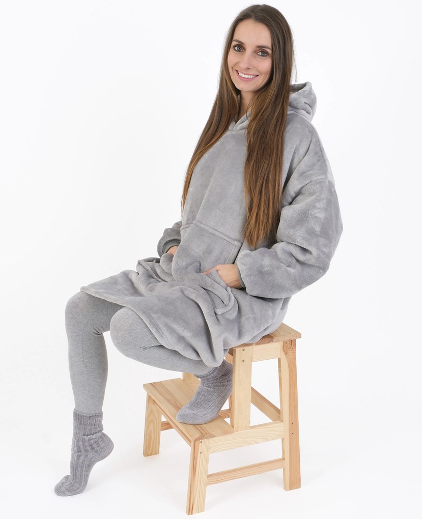 Baránková mikina mikroplyš – Laura svetlo šedá veľkosť M