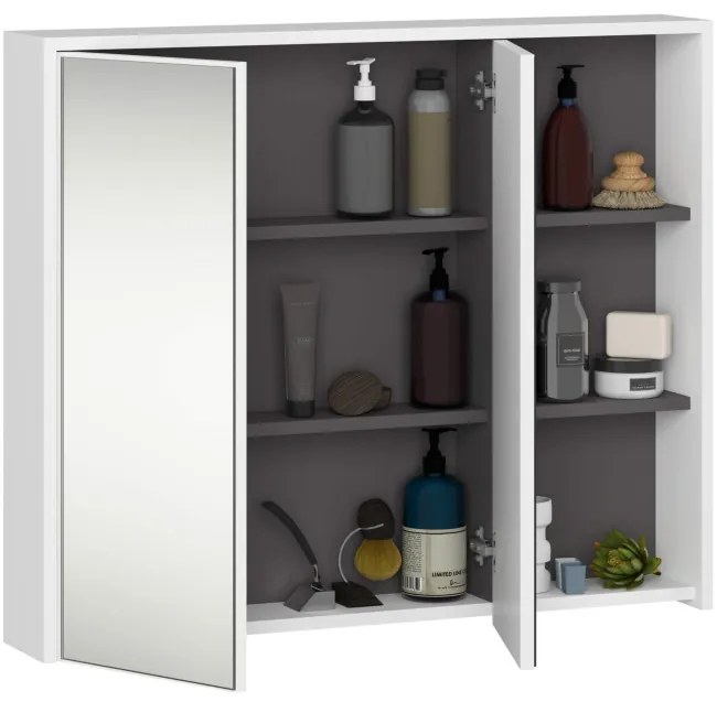 Zrkadlová skrinka VAMI W90 2D 3P LO biela ​​/ grafitová