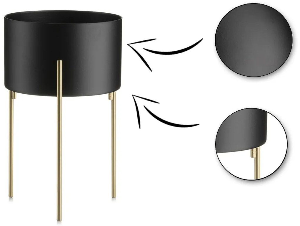 Kvetináč na stojane LOFT II 20 cm čierny