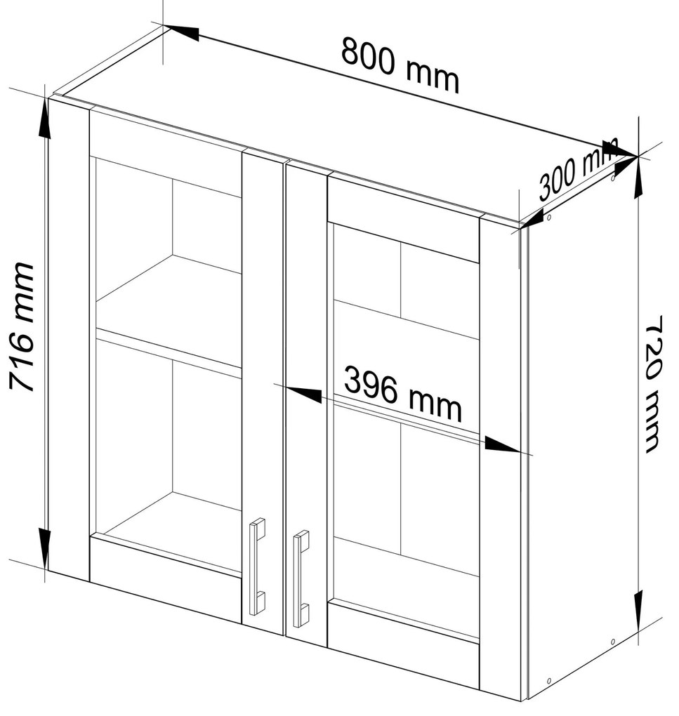 Kuchynská závesná skrinka ARTUS LIMA W80 H720 biela/dub sonoma