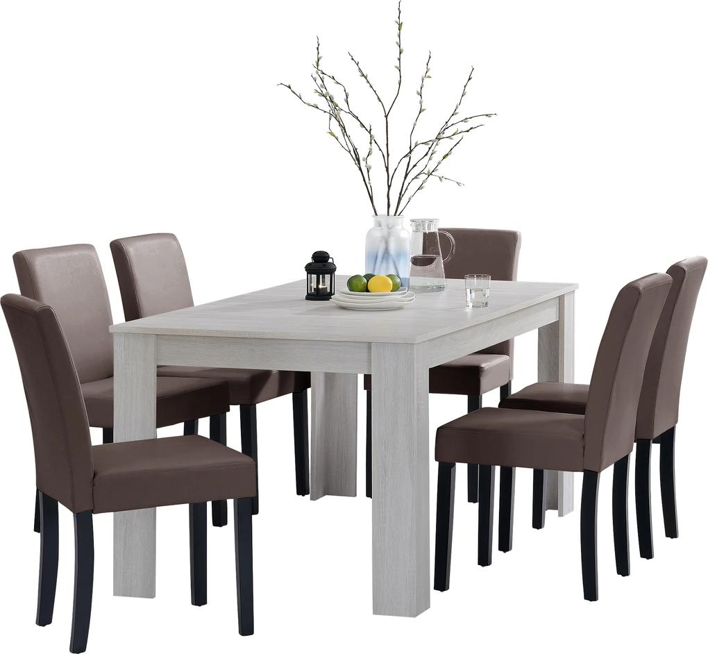 [en.casa]® Rustikálny dubový jedálenský stôl HTFU-2336 so 6 stoličkami HTMY-9705