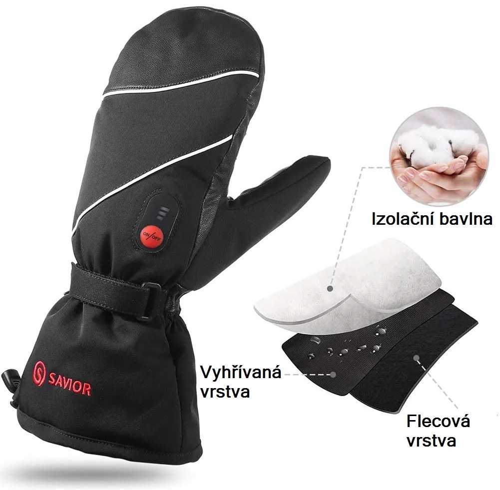 Bezdoteku Vyhrievané rukavice palčiaky Savior pánske čierne veľ. L