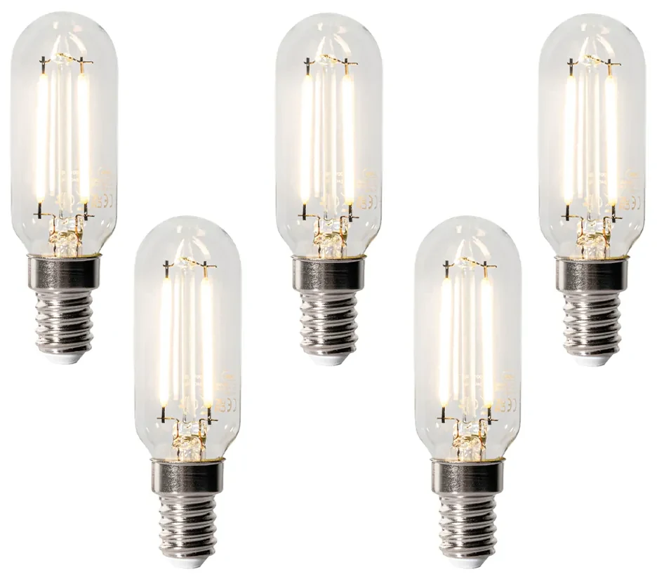 Set van 5 E14 dimbare LED lampen T26 koelkast 2W 200 lm 2700K