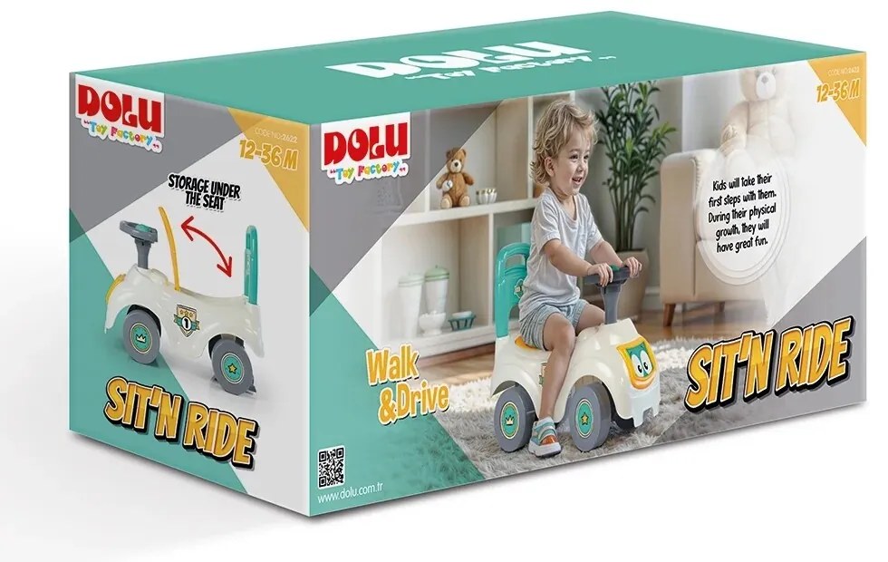 Dolu Odrážadlo auto s operadlom, biela
