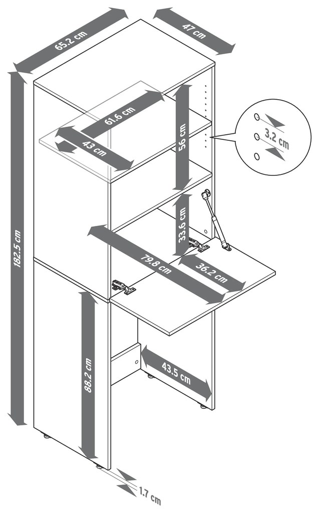 Skrinka na práčku s vyklápacou pracovnou plochou