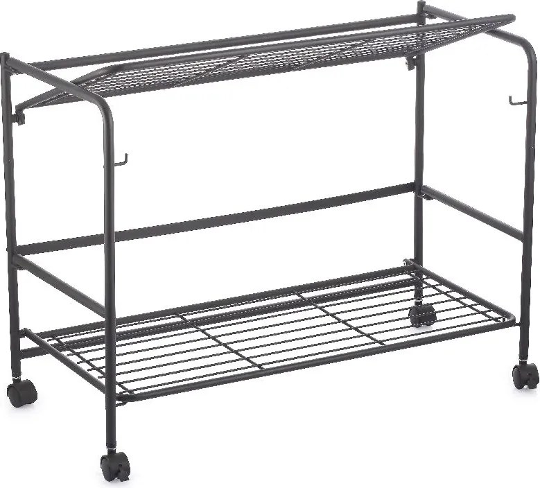 CONFORTIME 2. akosť - Pojazdný regál, skladacia polica 2 poschodová XXL - 67 x 30 x 45 cm, čierna