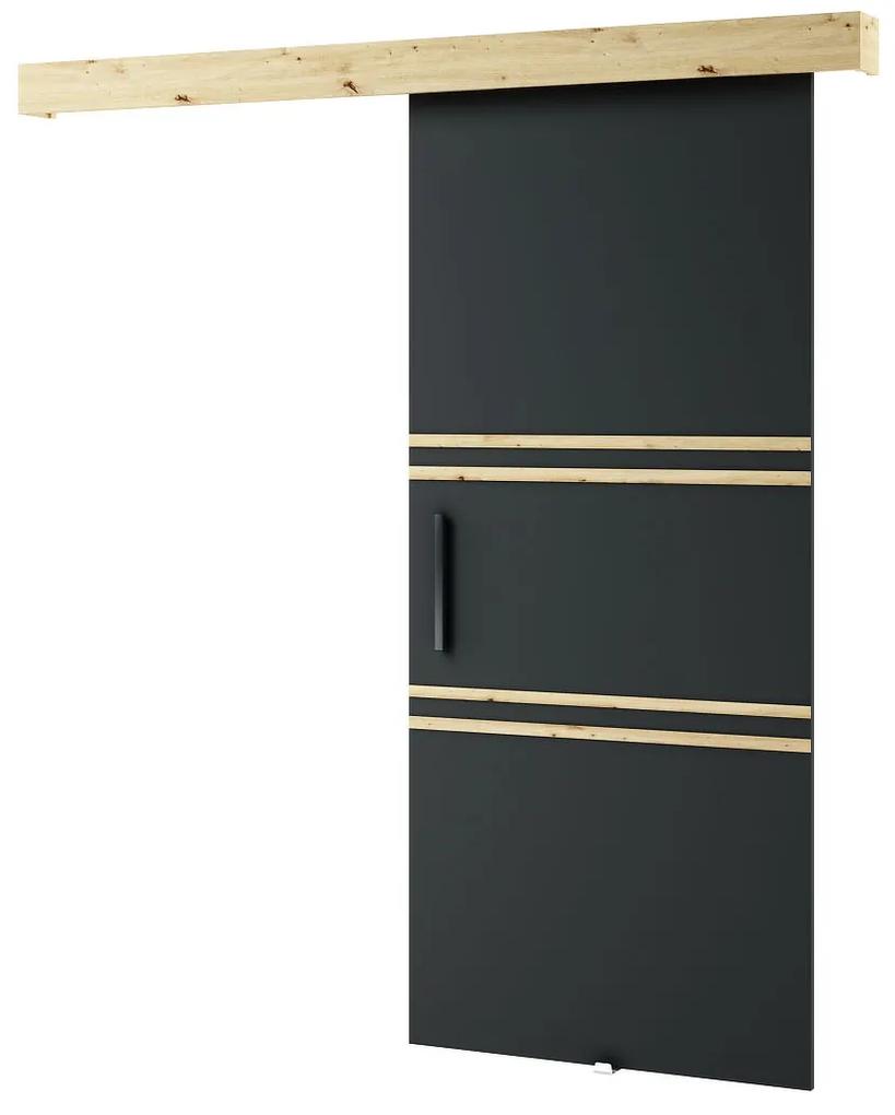 Posuvné dvere 90 cm Lovella (dub artisan + čierna matná). Vlastná spoľahlivá doprava až k Vám domov. 1043552