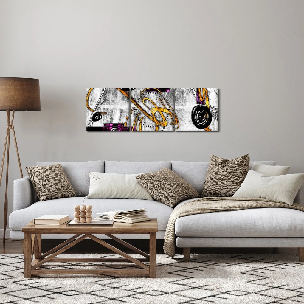 Obraz abstrakcie (s hodinami) (90x30 cm)