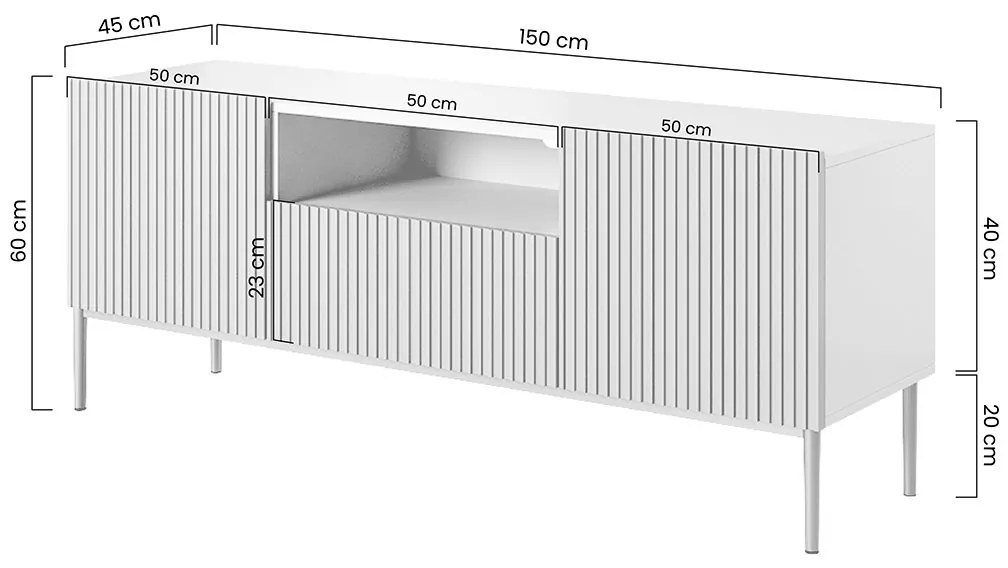 TV skrinka Nicole 150 cm s výklenkom - kašmír / čierne nožičky