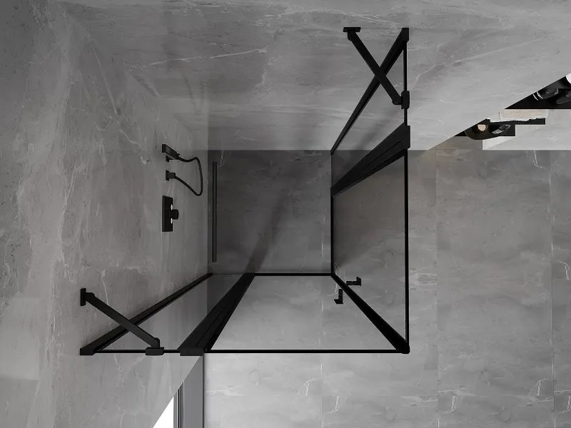 Mexen, Mexen Mist Duo výklopný sprchový kút 105 x 105 cm, čierny rám - 8A4-105L-105P-70-70