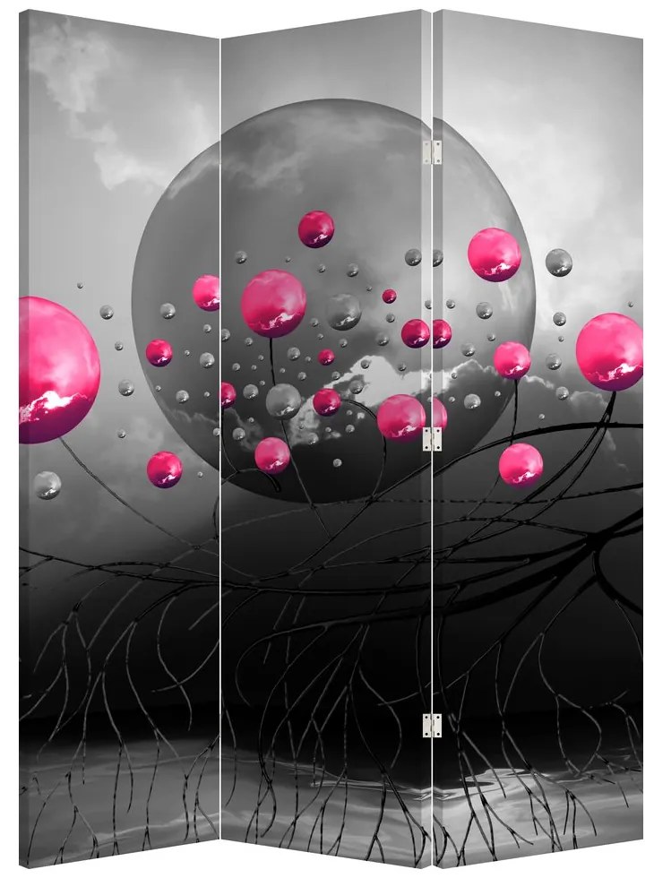 Paraván - Ružové abstraktné guľa (135 x 180 cm)