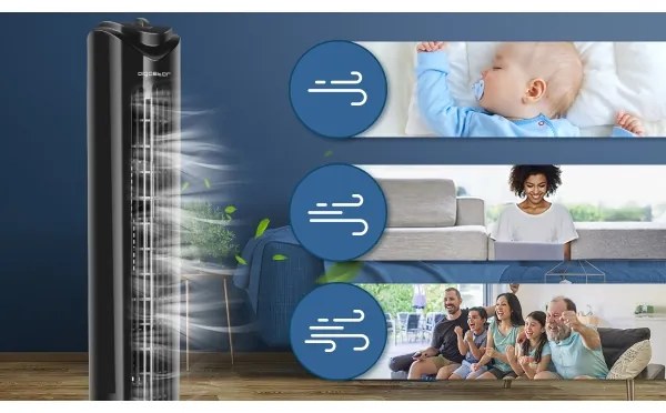 Aigostar - Stĺpový ventilátor 45W/230V čierna