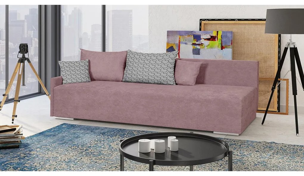 Pohovka pre 3 osoby s funkciou spania START Ružová