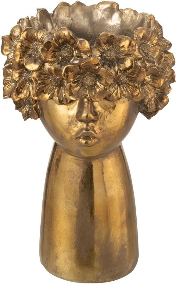 Zlatý antik kvetináč hlava ženy NebuFlower - 21*18*35 cm