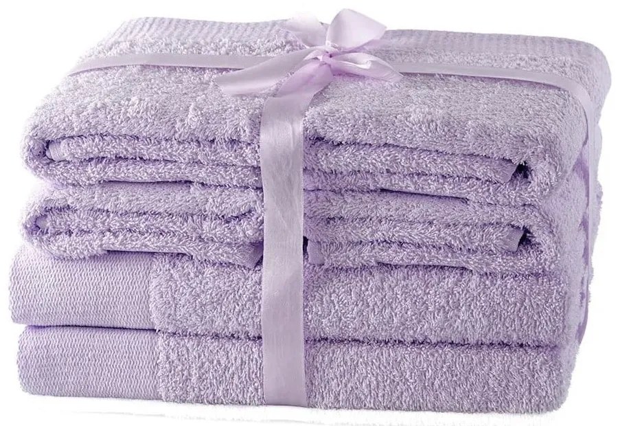 Froté bavlnené uteráky a osušky v levanduľovej farbe v súprave 6 ks Amari – AmeliaHome
