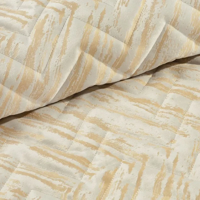 EUROFIRANY Zamatový prehoz 220 cm x 240 cm krémová 100 % polyester Rozmery textílií: 170 cm x 210 cm