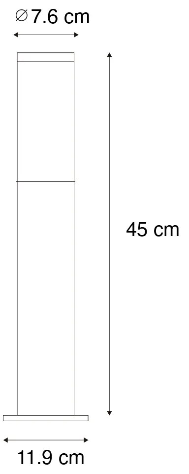 Moderné vonkajšie stĺpové svietidlo čierne 45 cm IP44 - Rox