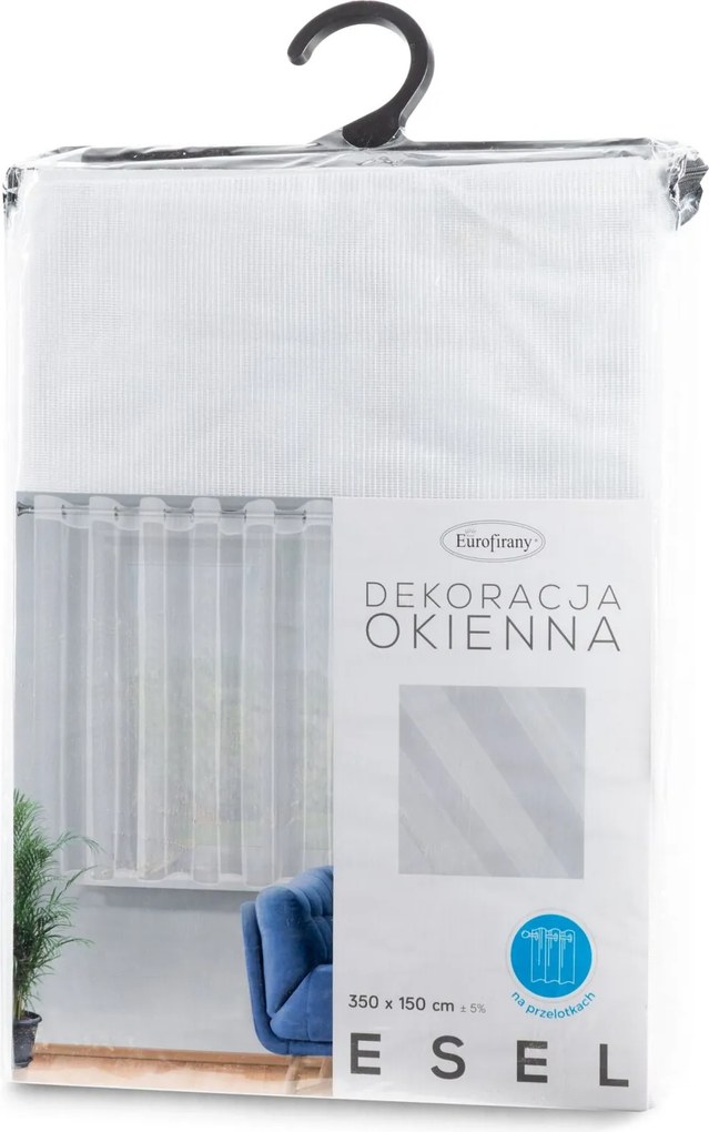 ZÁCLONA NA KRÚŽKOCH ESEL 350X150 CM BIELA