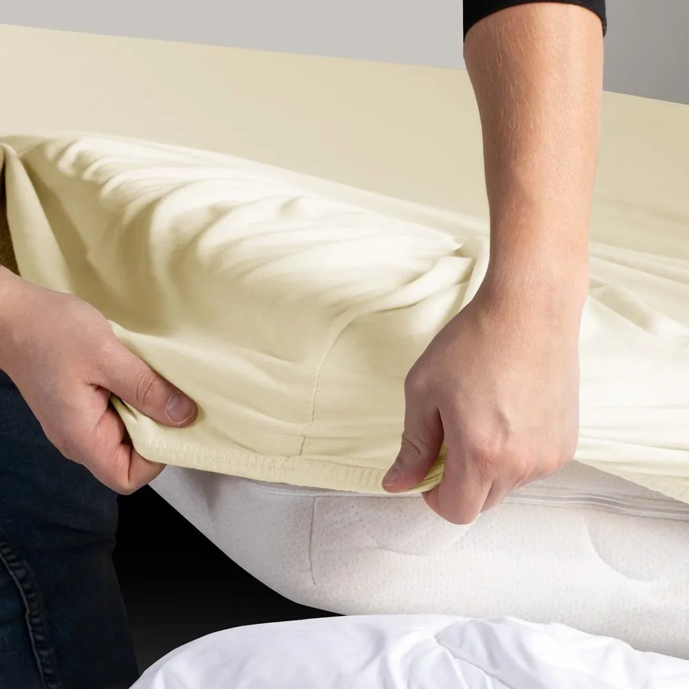 Krémová napínacia plachta jersey 160x200 cm Amber – Restilo