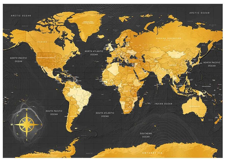 Artgeist Fototapeta - Map: Golden World Veľkosť: 147x105, Verzia: Samolepiaca