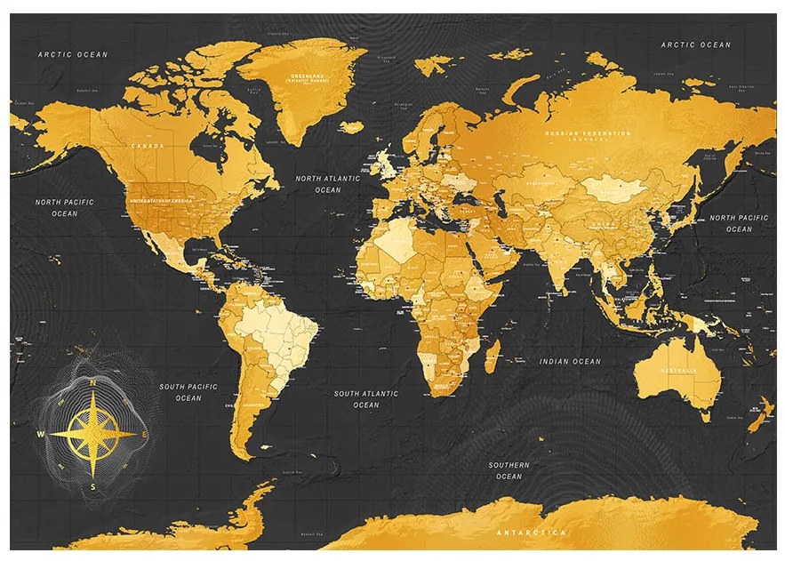 Artgeist Fototapeta - Map: Golden World Veľkosť: 400x280, Verzia: Premium