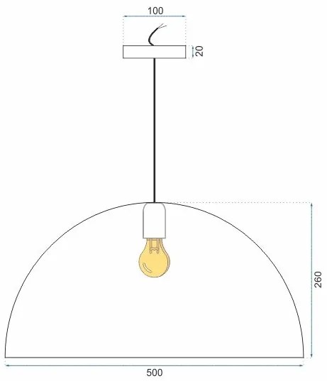 Toolight - Stropná lampa závesná kovová miska 50cm 1xE27, čierna, OSW-05011