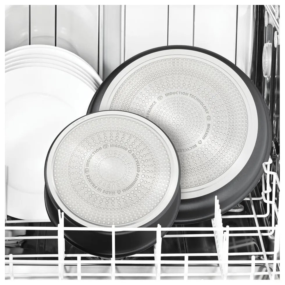Hliníkové hrnce v súprave 3 ks s nepriľnavým povrchom/s odnímateľnou rukoväťou na indukčný varič INGENO Eco Resist L3979202 – Tefal