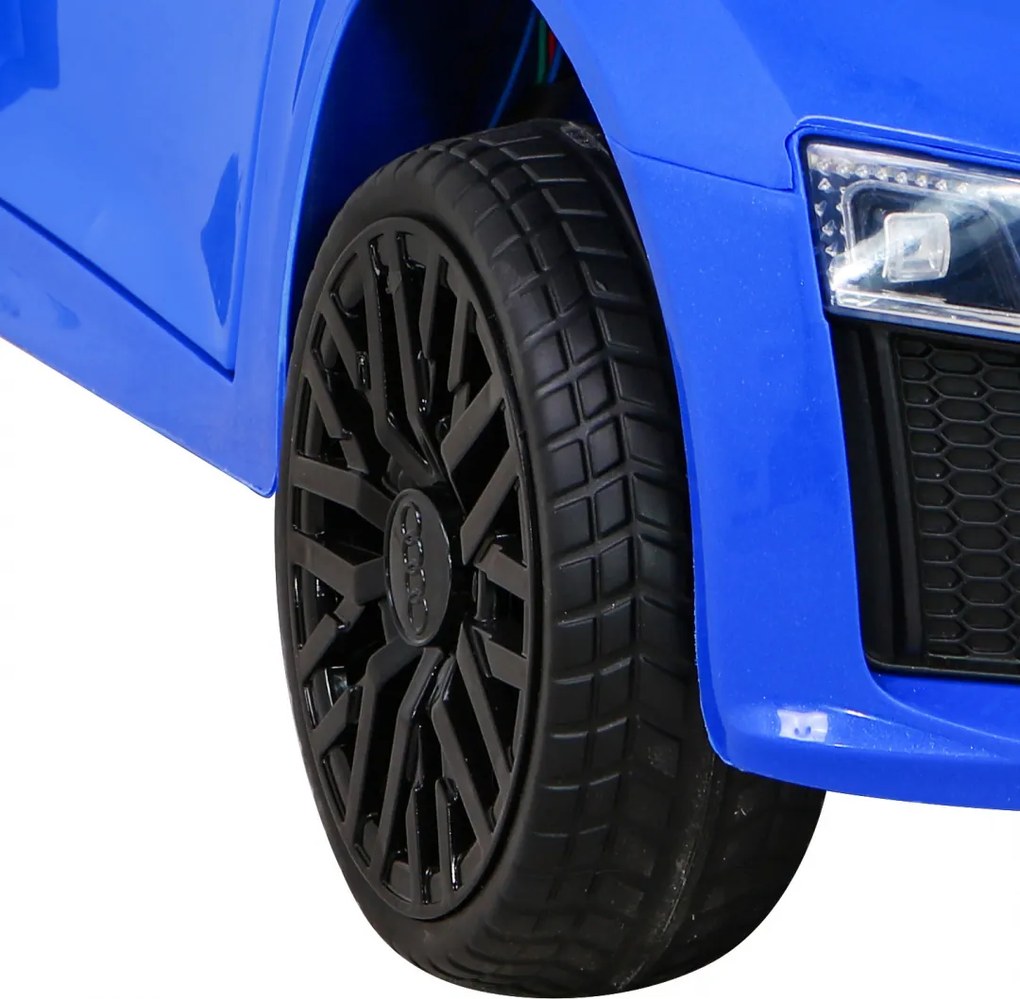 Ramiz Elektrické autíčko Audi R8 pre deti modré + diaľkové ovládanie + EVA + plynulý štart + MP3 LED