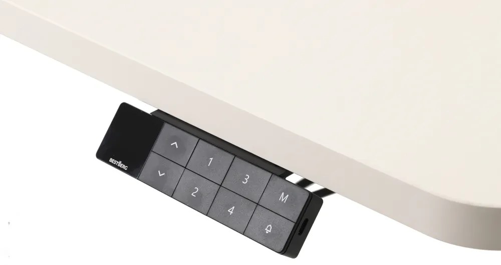 Výškovo nastaviteľný elektrický stôl BestBerg BBAT-16WW / rozmer 160x80 cm / výška 85-130 cm / biely