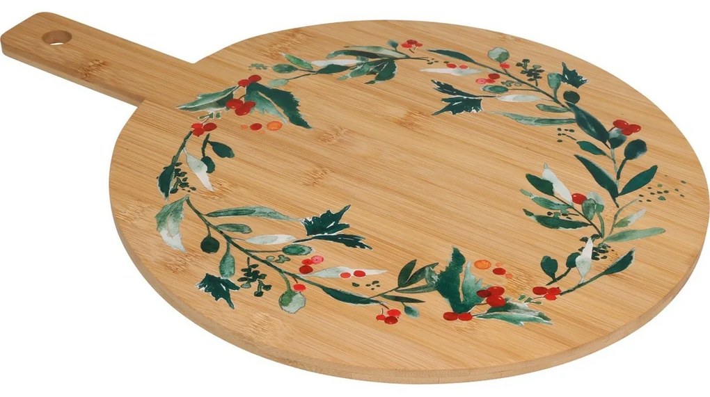 Vianočná servírovacia doštička z bambusu Veniec I