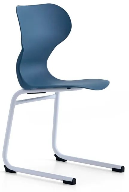 Stolička BRIAN, kĺzavá podnož, biela/modrá