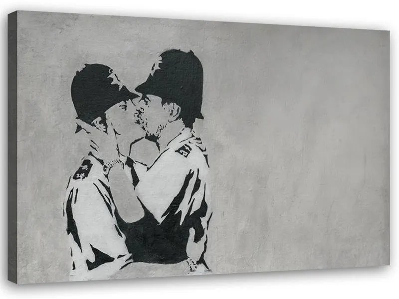 Gario Obraz na plátne Bozkávanie policajtov, Banksy nástenná maľba Rozmery: 100 x 70 cm