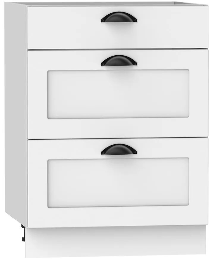 Kuchynská skrinka Adele D60s/3 Biely hrášok/Biely