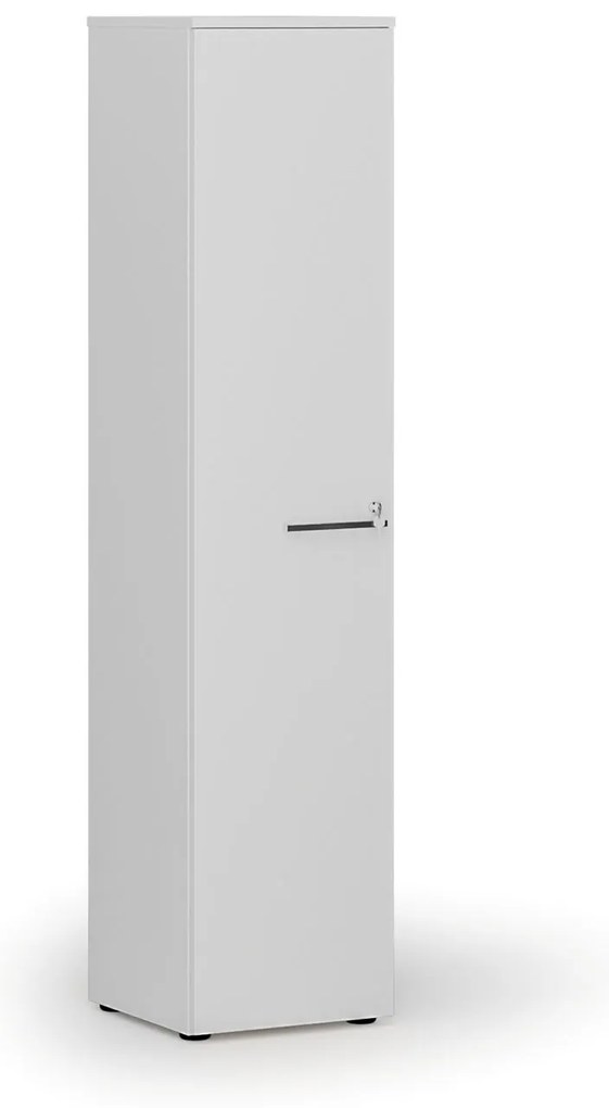 Úzka kancelárska skriňa PRIMO WHITE, 400 x 420 x 1781 mm, biela