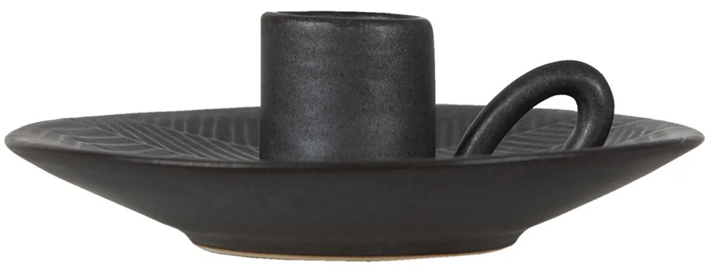 Čierny keramický svietnik - Ø 13*4 cm