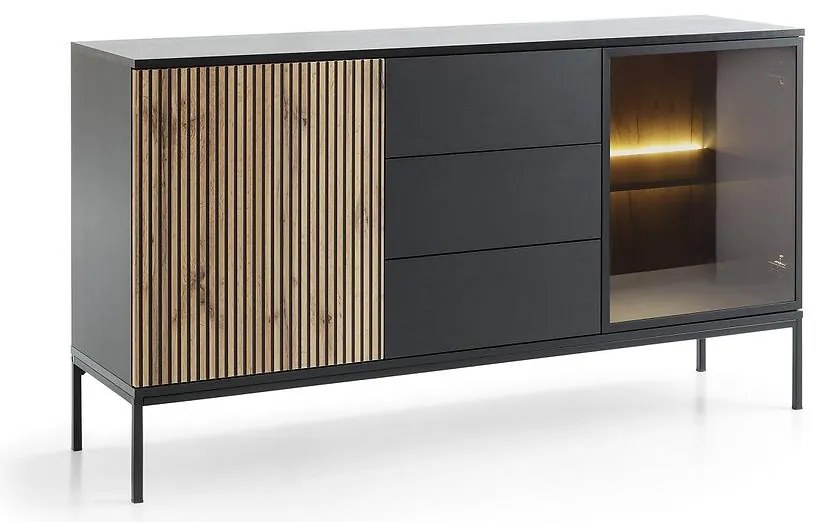 Komoda Sento KSZ154 čierna/dub wotan